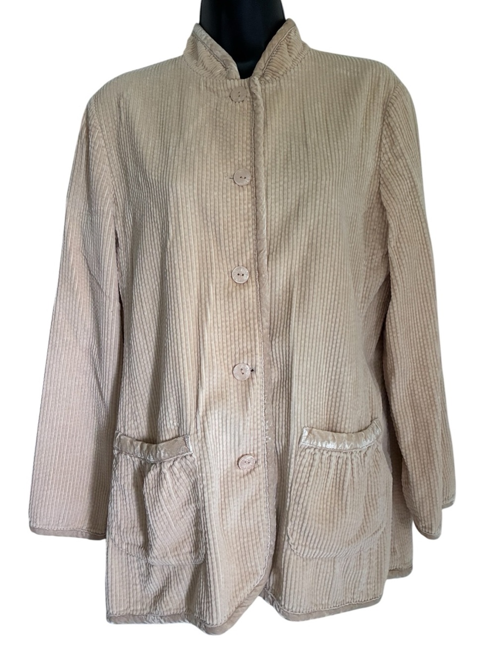 J. Jill Vintage Coastal Grandma Cream Corduroy Button-Front Teddy Jacket Sz S